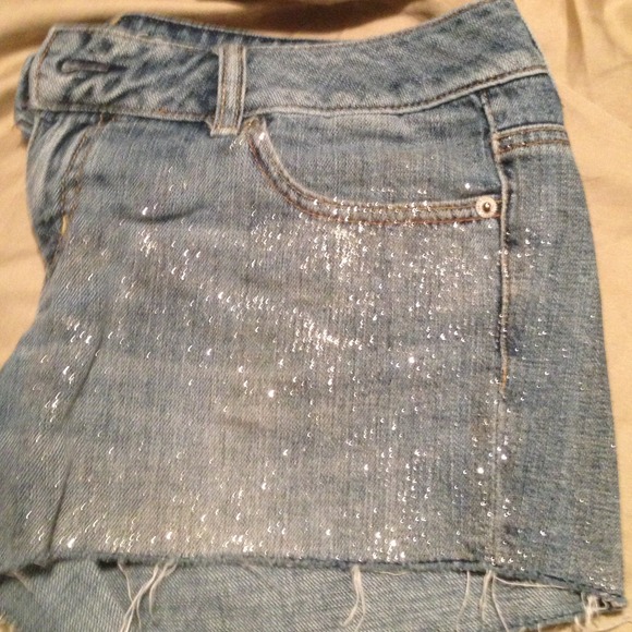 Sparkly denim shorts