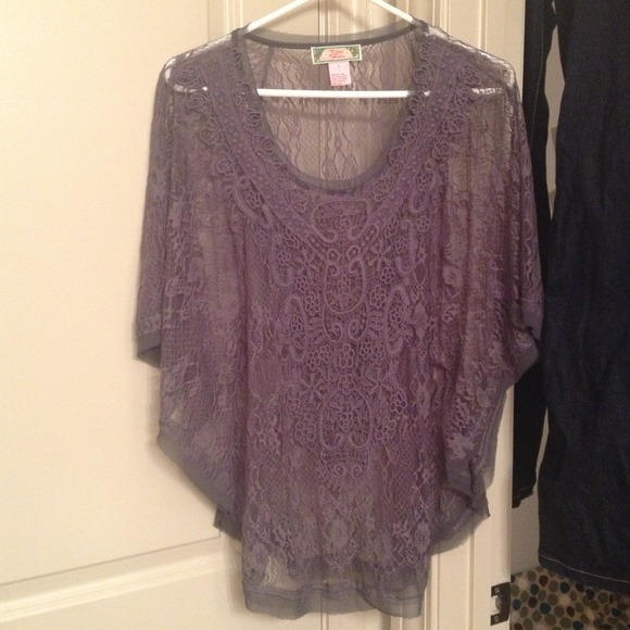 SOLD!!!! Grey sheer lace top