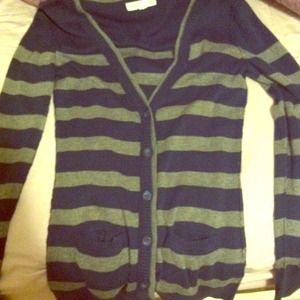 Blue and grey striped sweater