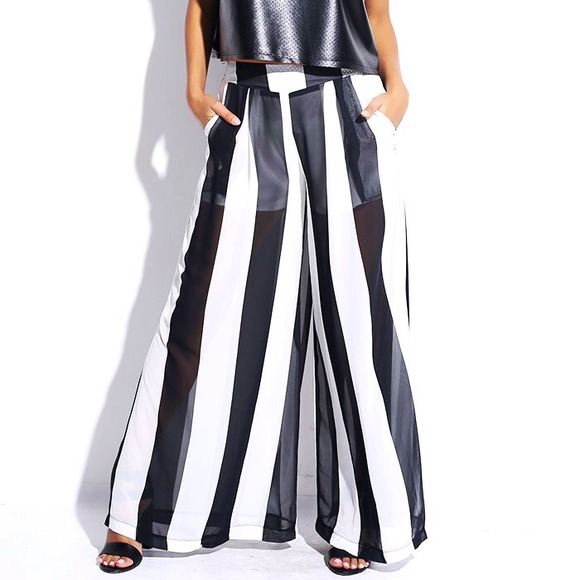 Pre-order chiffon striped pants