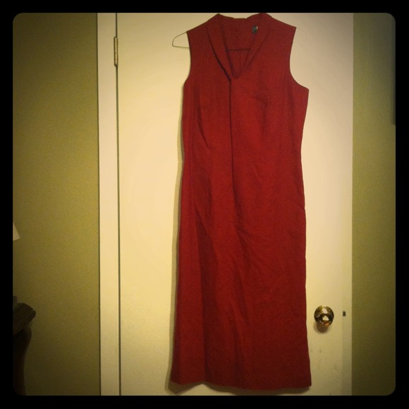 Red linen dress