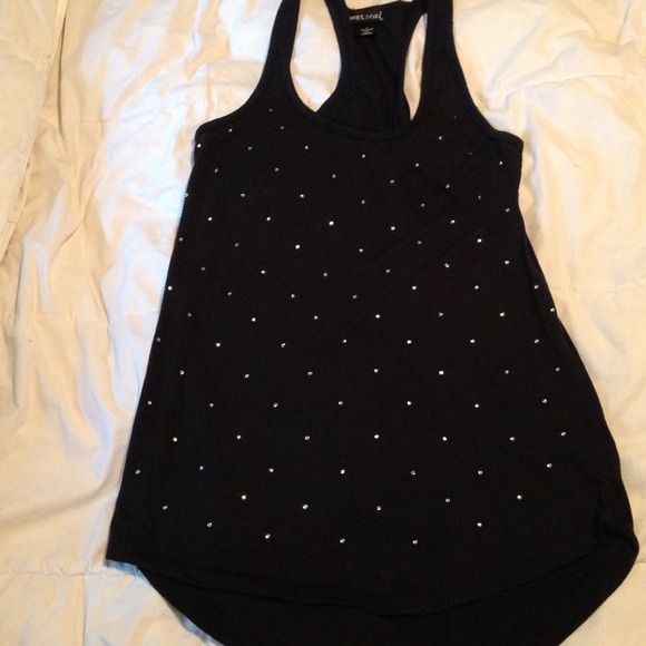 wet seal Tops - Black razor back, with rhinestones