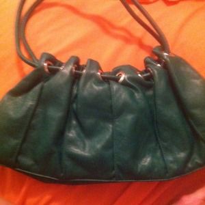 Green leather handbag