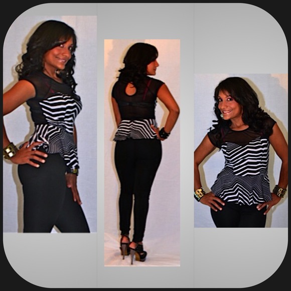 White chevron print top
