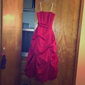 David's bridal apple red gown