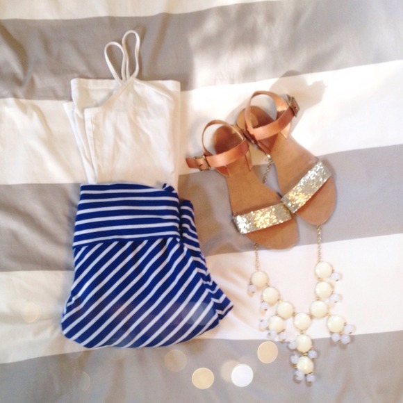❌BUNDLED❌Blue + White Chevron Striped Maxi