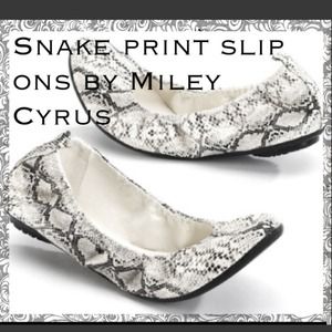 Snake print slip ons