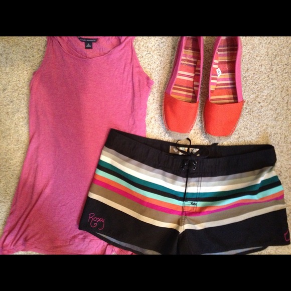 Roxie board shorts, banana rep top shoes all 3