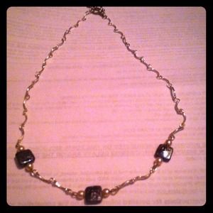 Black and white pearl silver necklace