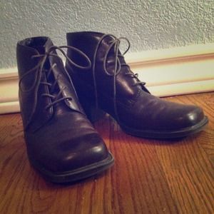 Brown Leather Lace up Ankle Boots 7 1/2 M