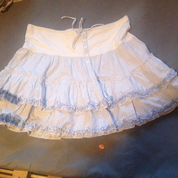 White and blue ruffle skirt free people