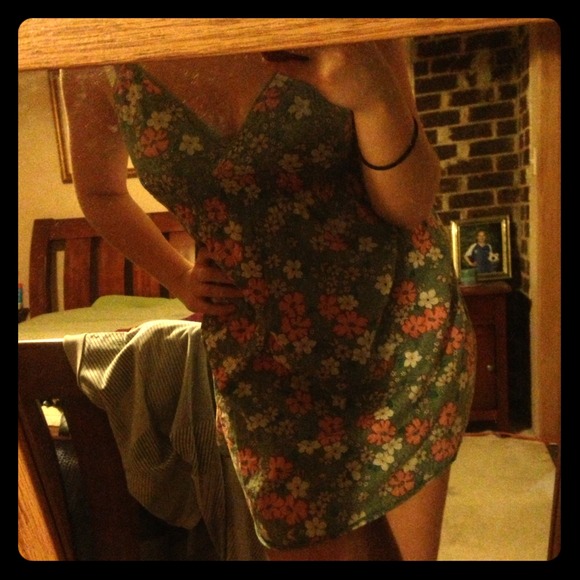 Green Flower Print Dress
