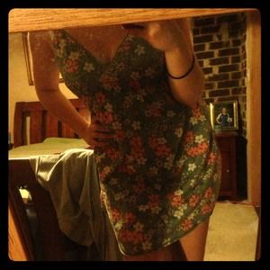 Green Flower Print Dress