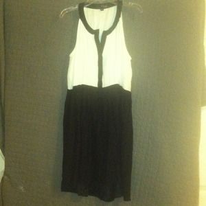 White and black silky dress