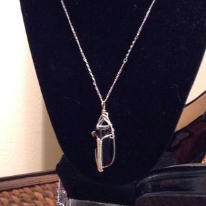 NEW Black Tourmaline Wire Silver Pendant