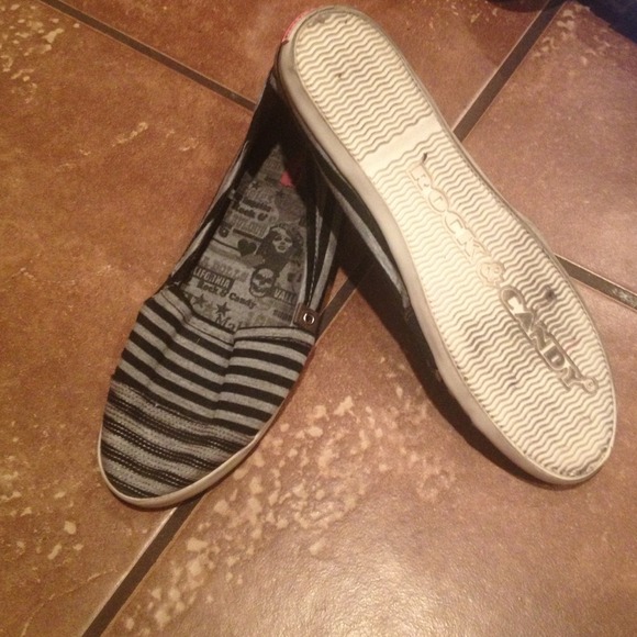 Grey and black flats