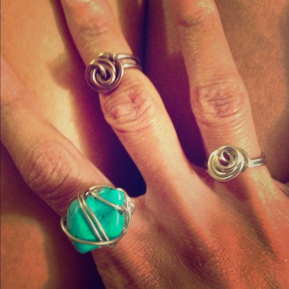 Turquoise Mermaid ring and wrap rings.