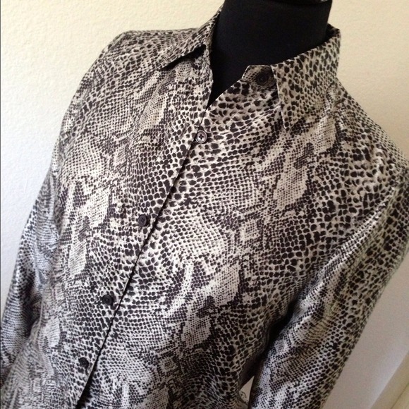 Snake Print Silk Dress Shirt in black and gray