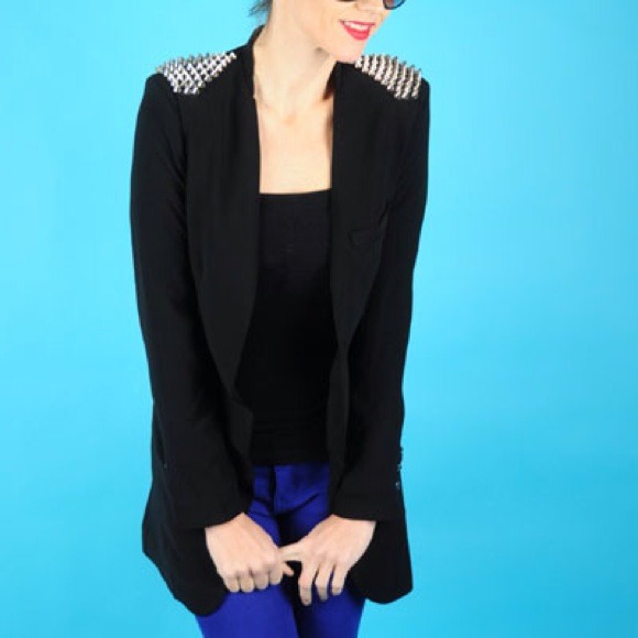 Spiked Shoulder Blazer Jacket