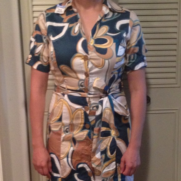 LIMITED green and brown floral dress.