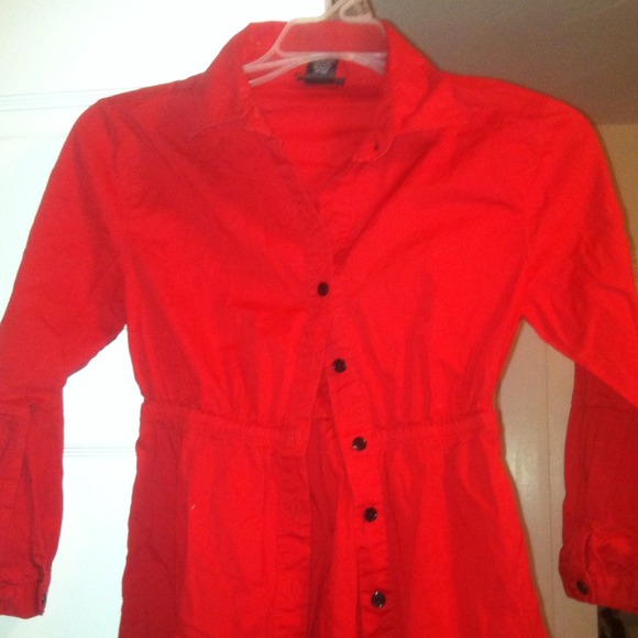 Red button down