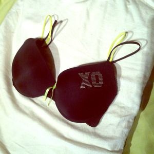 XOXO 34C Black Push-Up Bra Rhinestone Detail