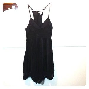 Black strappy dress.