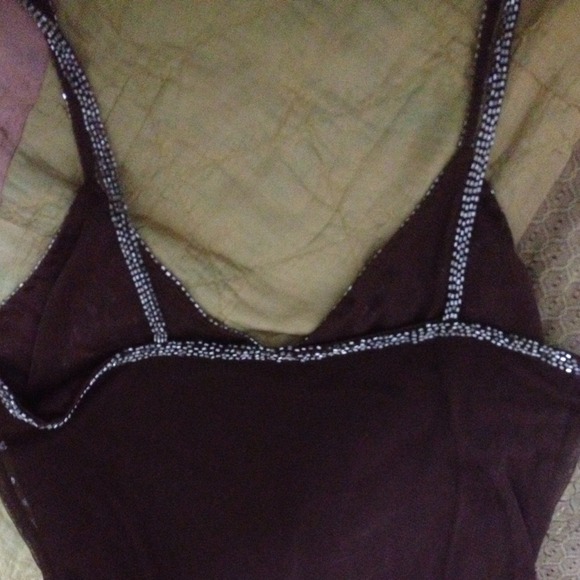 Unique brown, silver sequined and beaded top! - Picture 2 of 4