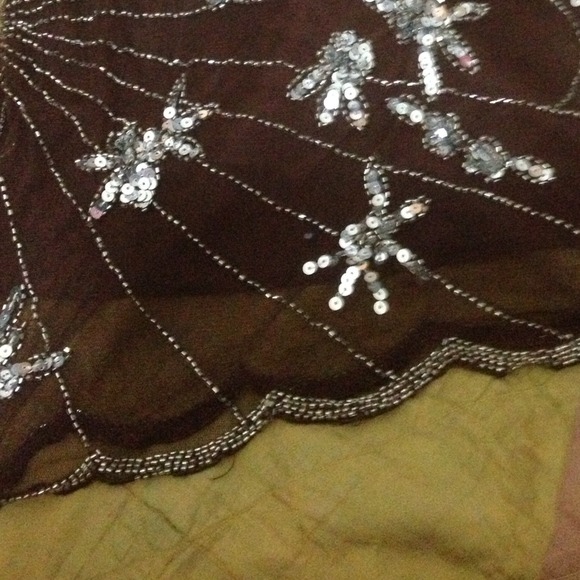 Unique brown, silver sequined and beaded top! - Picture 4 of 4