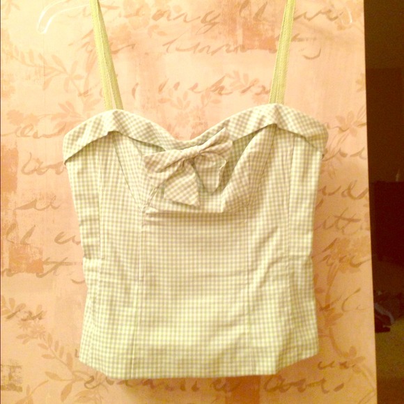 Designer Nanette Lepore pin-up corset bow top.