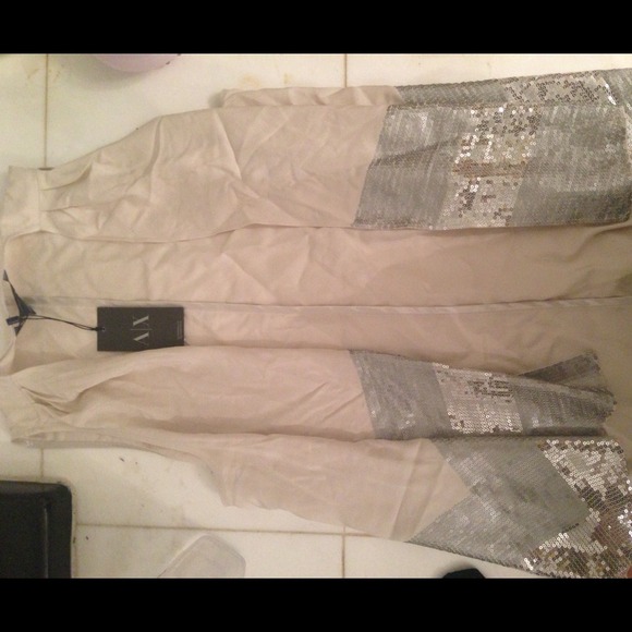 NEW AX ARMANI EXCHANGE SEQUIN SILVER GREY VEST - Picture 1 of 2