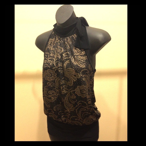 Black with gold foil flower print tunic