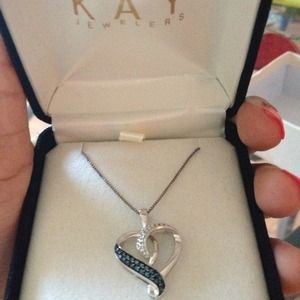 Blue and White diamond neckalace by Kay Jewelers.