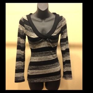 Black and grey striped long sleeve top