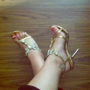 Golden gem dress heels