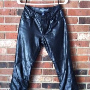 Boot cut black leather pants by GAP