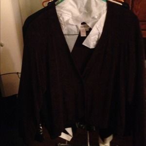 Chicos black w brown trim travel jacket