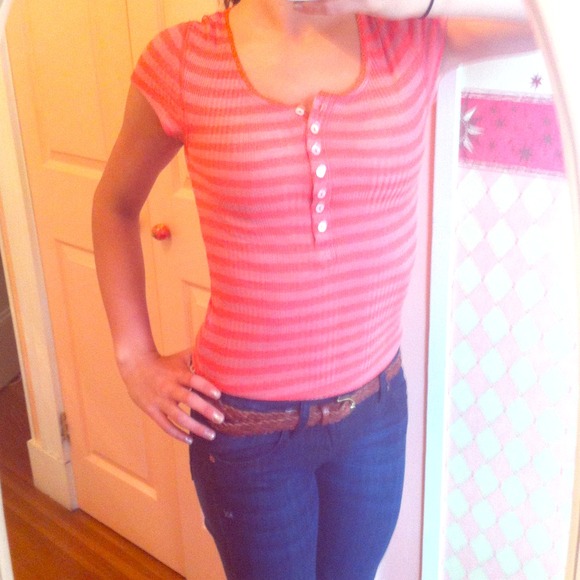 Free People orange striped tee