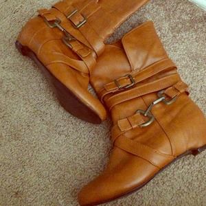 Caramel brown boots.
