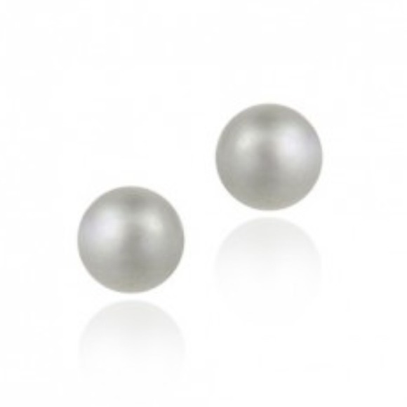 Gold over Sterling Silver Grey Pearl Earrings