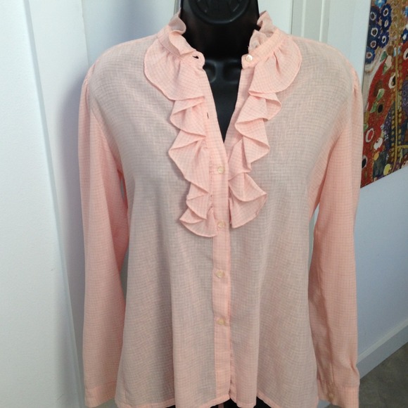 Oscar de la renta sport peach ruffled blouse