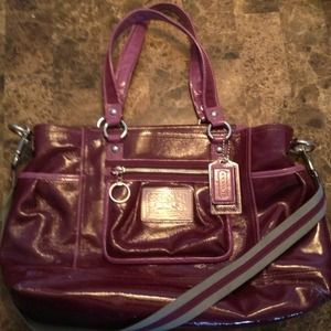 Authentic COACH Purple poppy patent leather tote