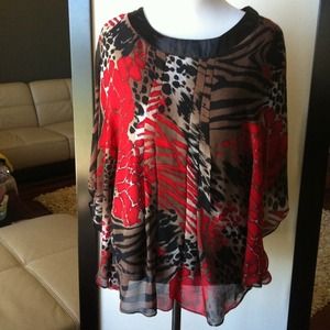 Bold Colored Batwing Pleated Top