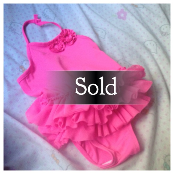 Girls swim suit size 2T hot pink ruffle bottom