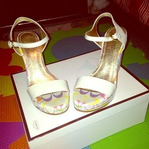 Coach white wedges