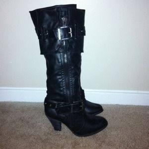 Black Edgy Vegan leather boots