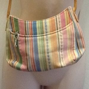 Fossil multicolor leather striped crossbody purse