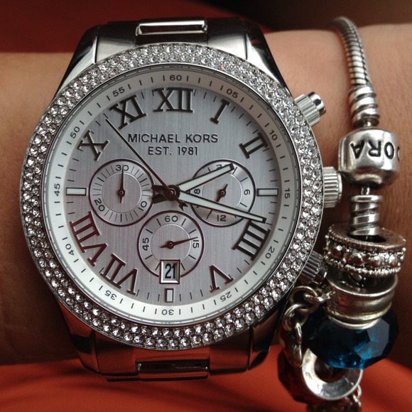 Michael Kors Uptown Oversized Silvertone Glitz
