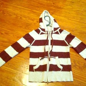 Zip-up striped sweater