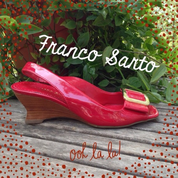 #145 Franco Sarto Red Peep-Toe Wedge